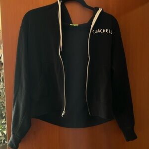 Coachella Vintage Black Zip-Up Hoodie